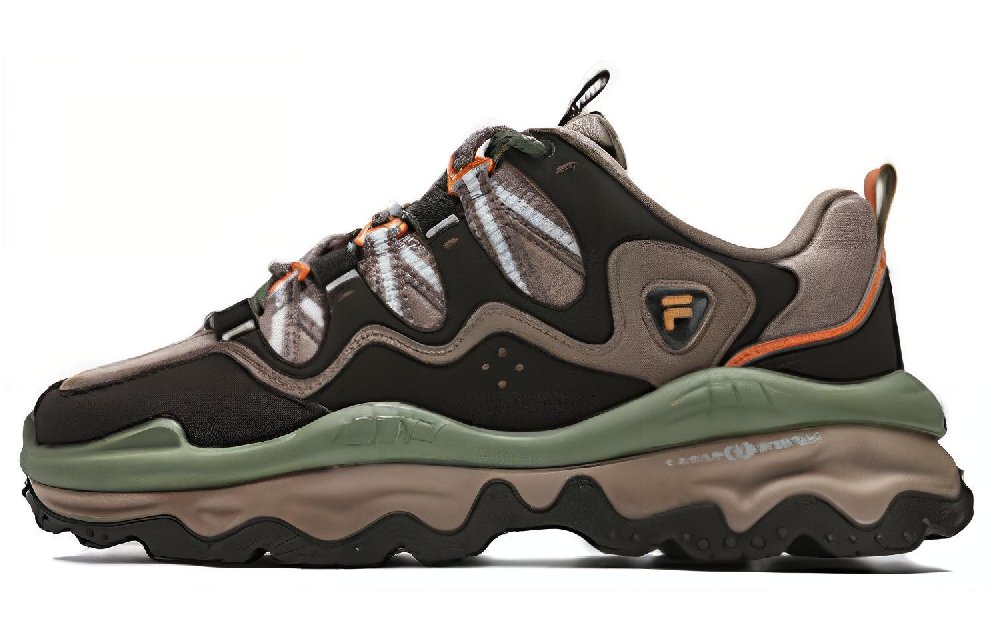 FILA FUSION QD 96 DX Anti-Slip Wear-Resistant Low-Top Casual Shoes Men's Brown Green