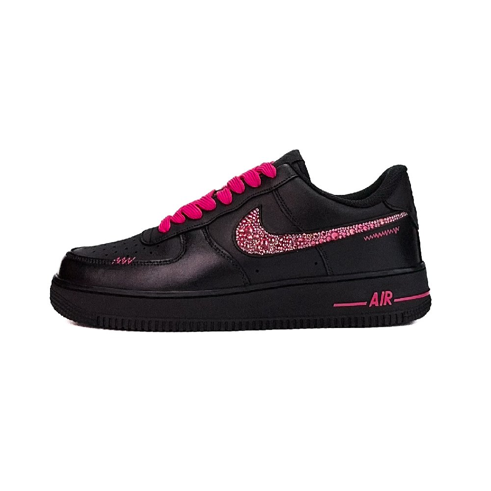 Nike Air Force 1 Pink Diamond Knight Abrasion Resistant Low Top Skateboard Shoes Unisex Black