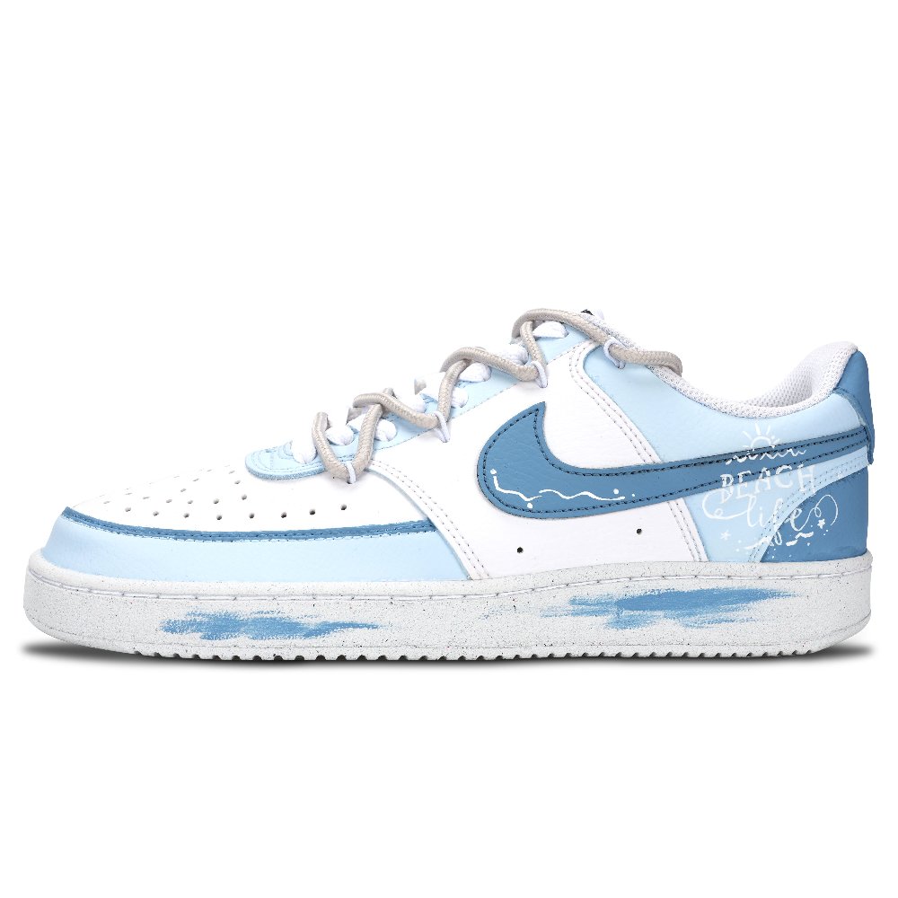 Nike Court Vision 1 Ocean Beach Abrasion Resistant Low Top Skateboard Shoes Unisex Blue