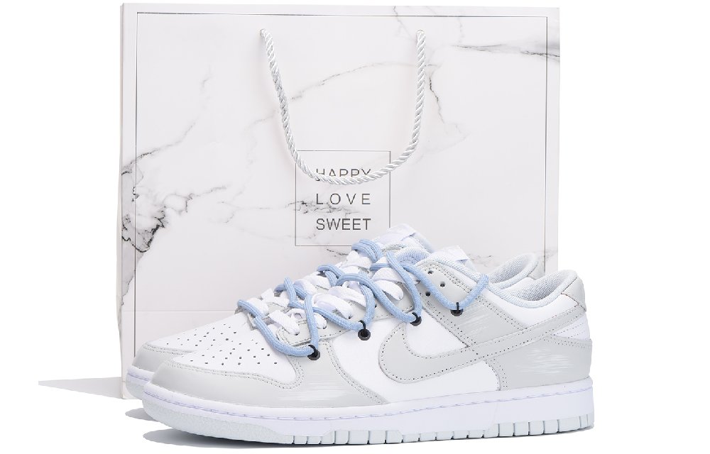 Nike Dunk Slip-Resistant Coverage Low-Top Skateboard Shoes Unisex Gray White