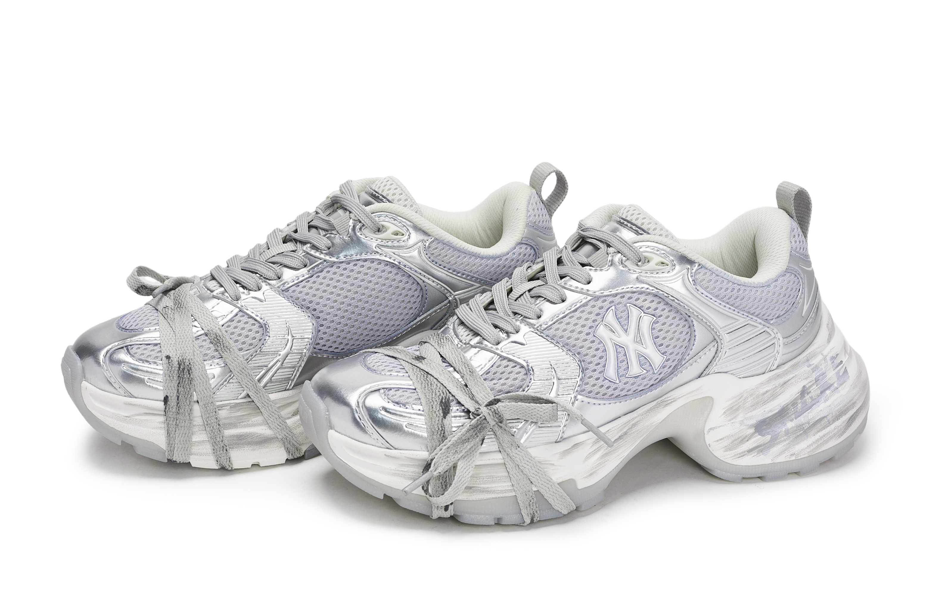 MLB New York Yankees Casual Shoes Women's Low Top Beige/Gray/Silver/Purple