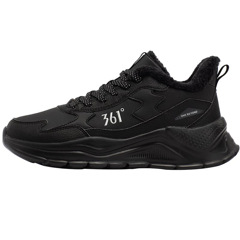 361° Anti-Slip And Wear-Resistant Warm Mid-Top Casual Running Shoes Women's Obsidian Black Silver White