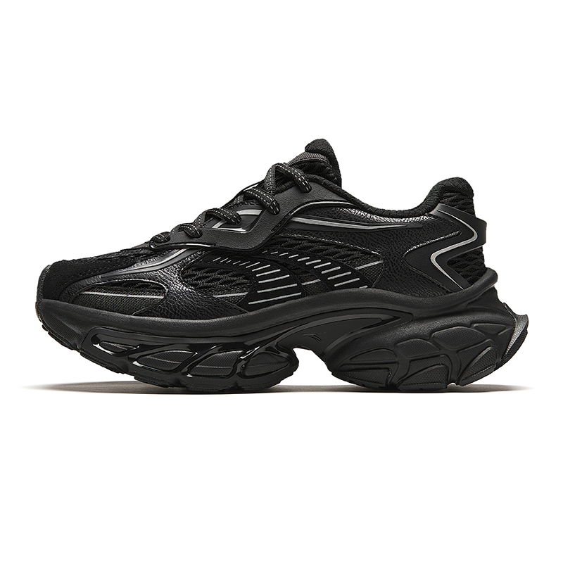 Anta Shock Absorbers With Slip Resistant And Abrasion Resistant Properties Low Top Chunky Sneakers Women's Gray Black
