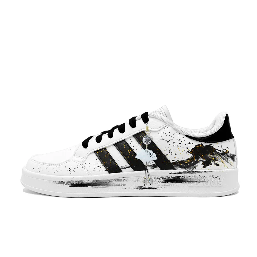 Adidas Neo Breaknet Golden Ink Mountain River Cushioning, Wear Resistant Low top Skateboard Shoes Men's Black White