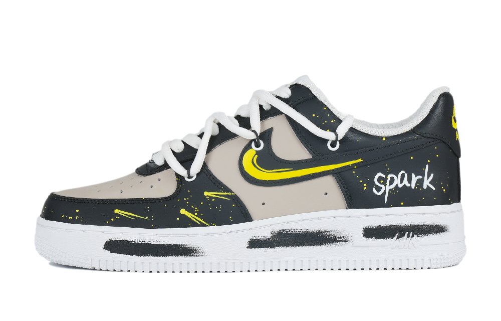 Nike Air Force 1 Low Low-Top Skateboard Shoes Women's Black Yellow