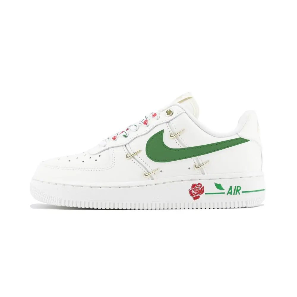 Nike Air Force 1 MiNi Gold Abrasion Resistant Low top Skateboard Shoes Women's White Green