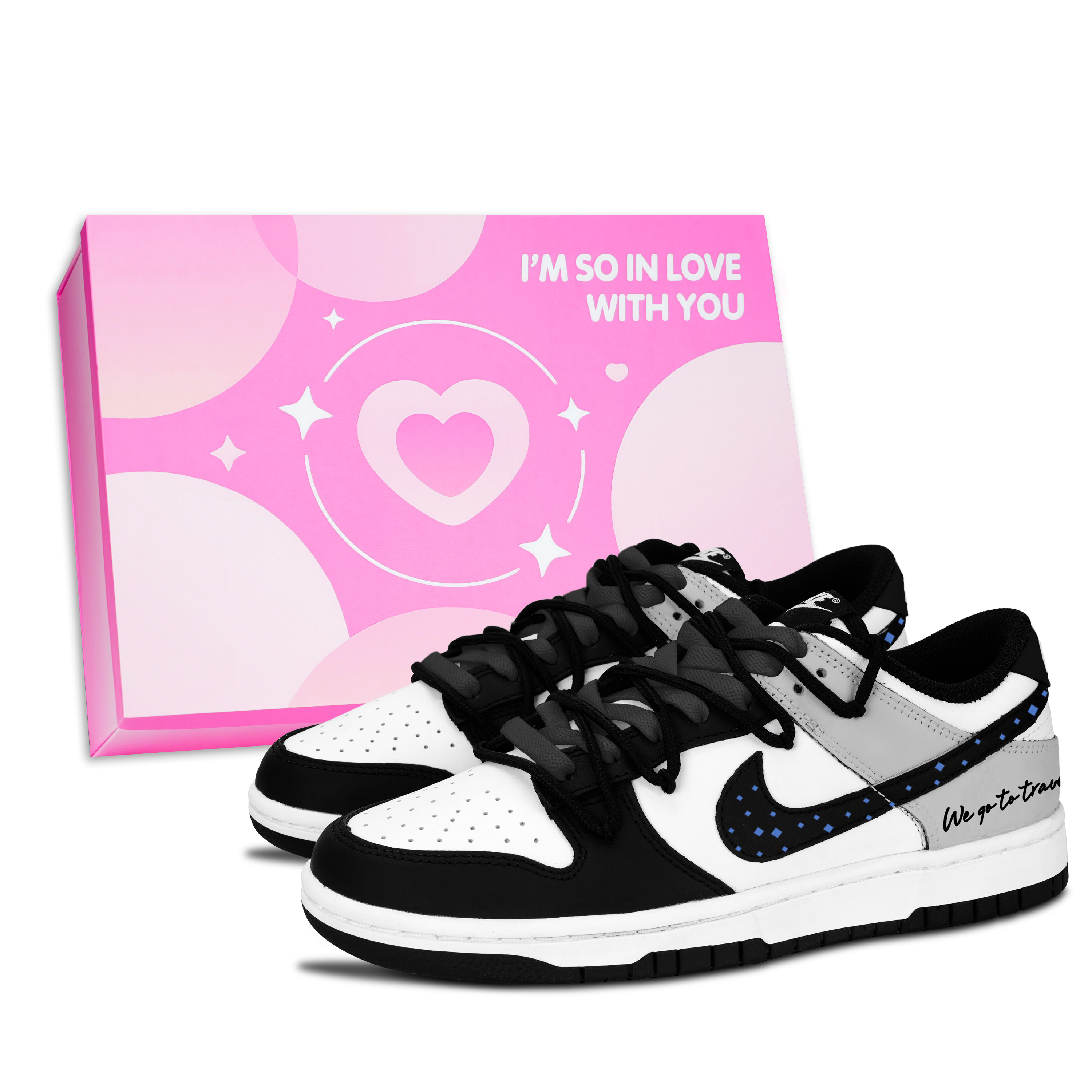Nike Dunk Black White, Gray Tone Travel Slip Resistant Abrasion Resistant Low top Skateboard Shoes Unisex Gray Black
