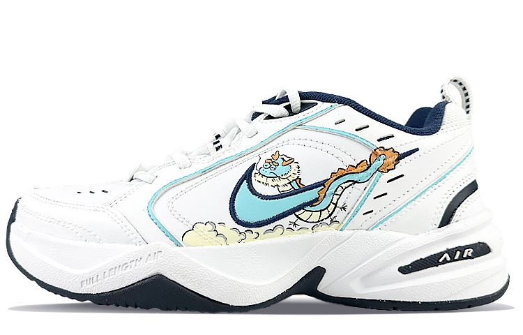 Nike Air Monarch 4 Cushioning Anti-Slip And Wear-Resistant Height Increasing Low-Top Chunky Sneakers Unisex Blue White