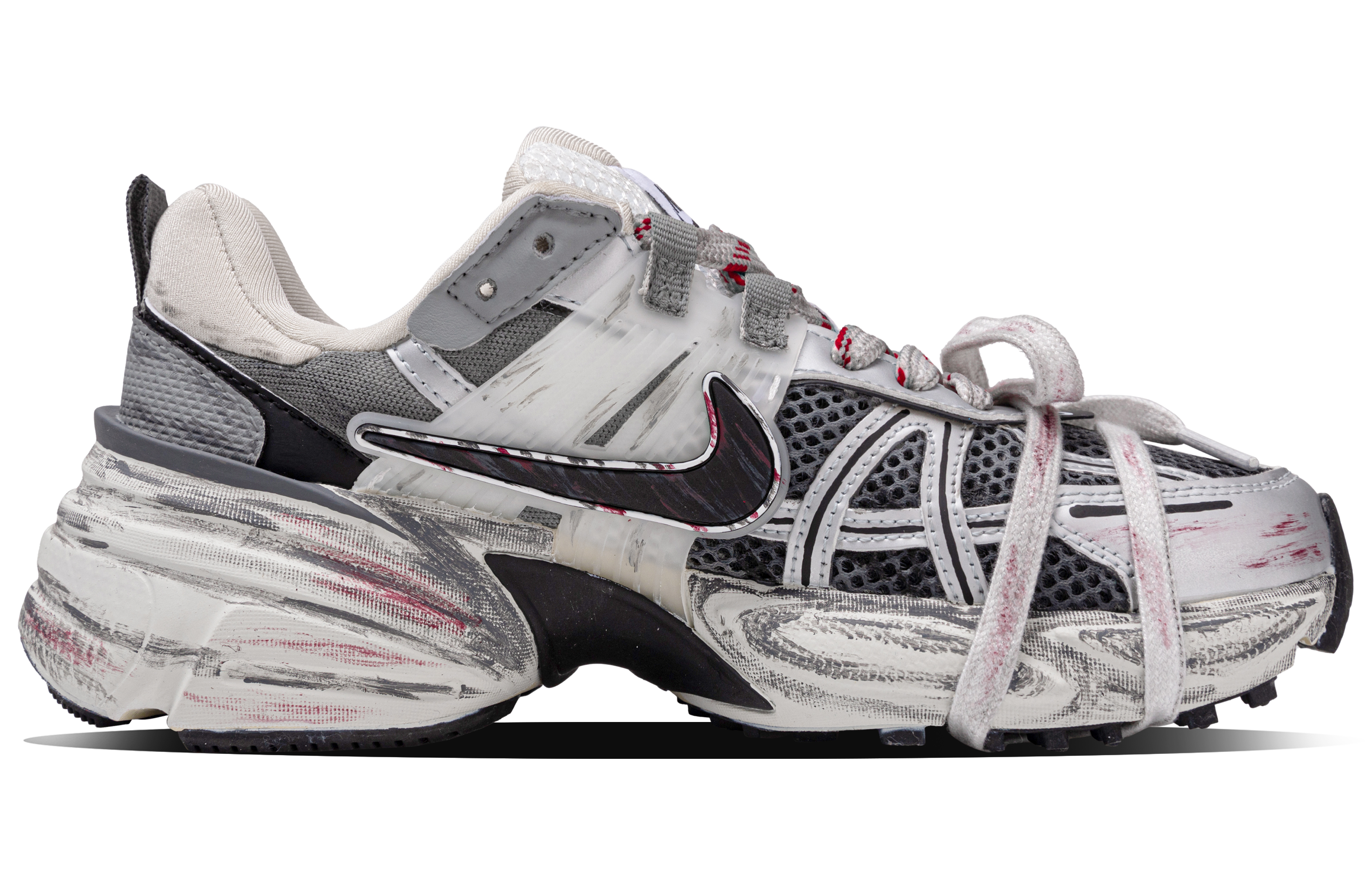 Nike V2K Run Abrasion Resistant Low top Running Shoes Women's Silver Gray