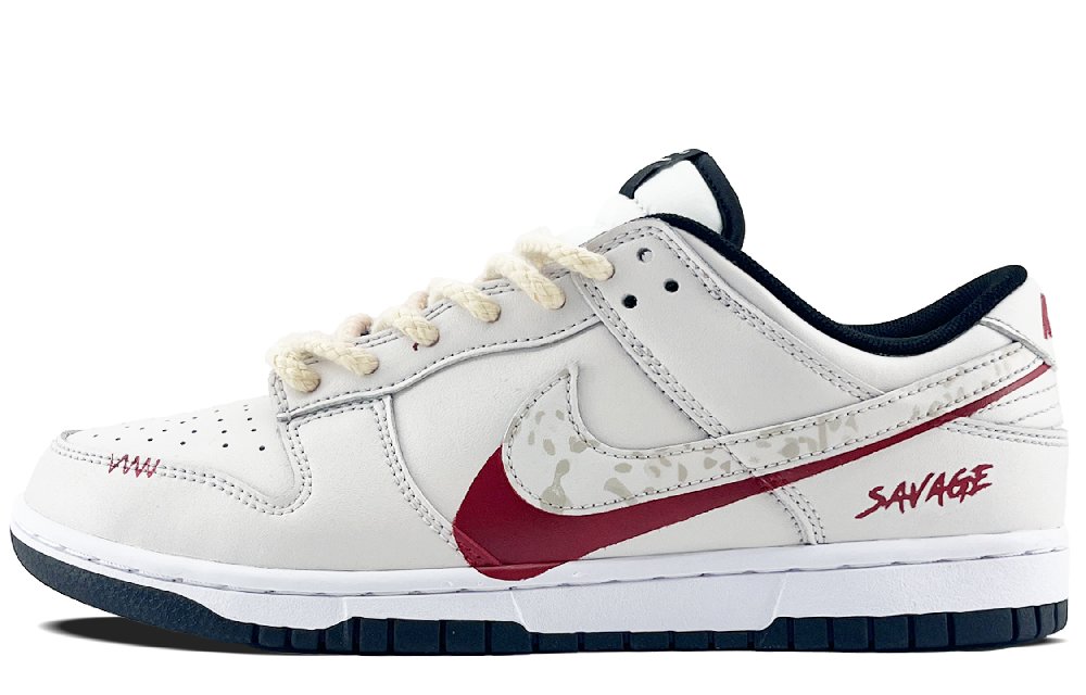 Nike Dunk Abrasion Resistant Low Top Skateboard Shoes Unisex Gray White Red
