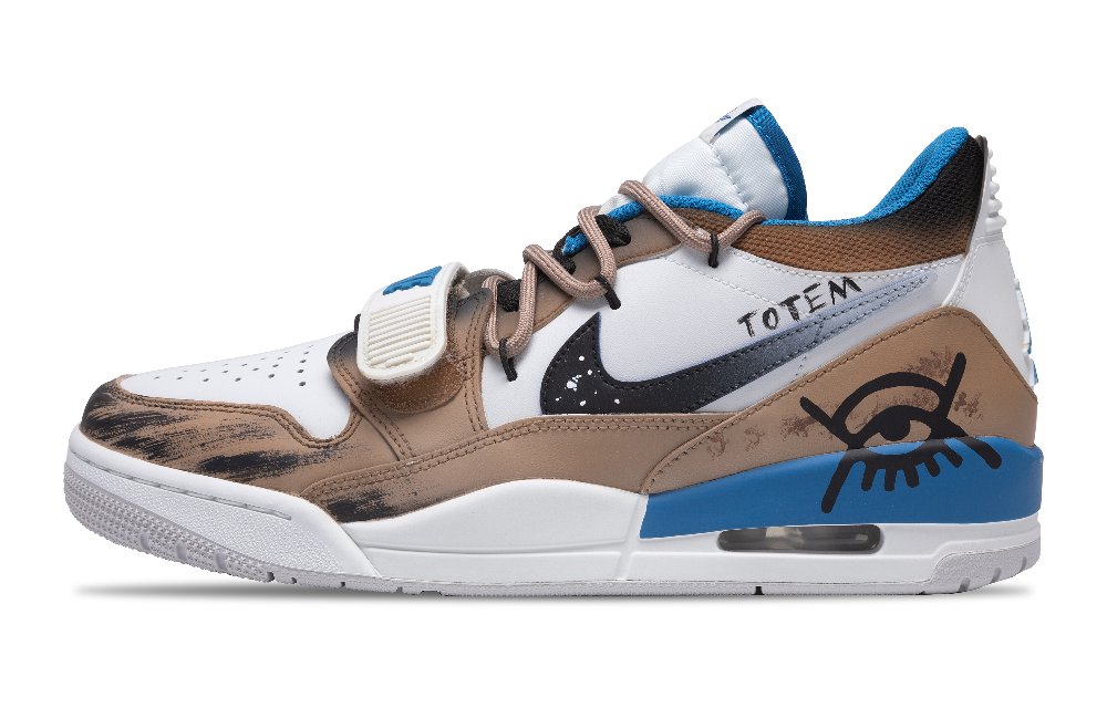 Jordan Legacy 312 Cushioned Slip-Resistant Low-Top Vintage Basketball Shoes Men's White Brown Black