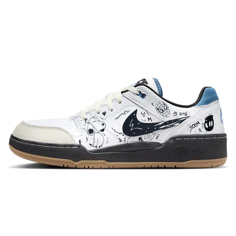 Nike Full Force Anti-Slip Wear-Resistant Low-Top Skateboard Shoes Men's Black White Blue
