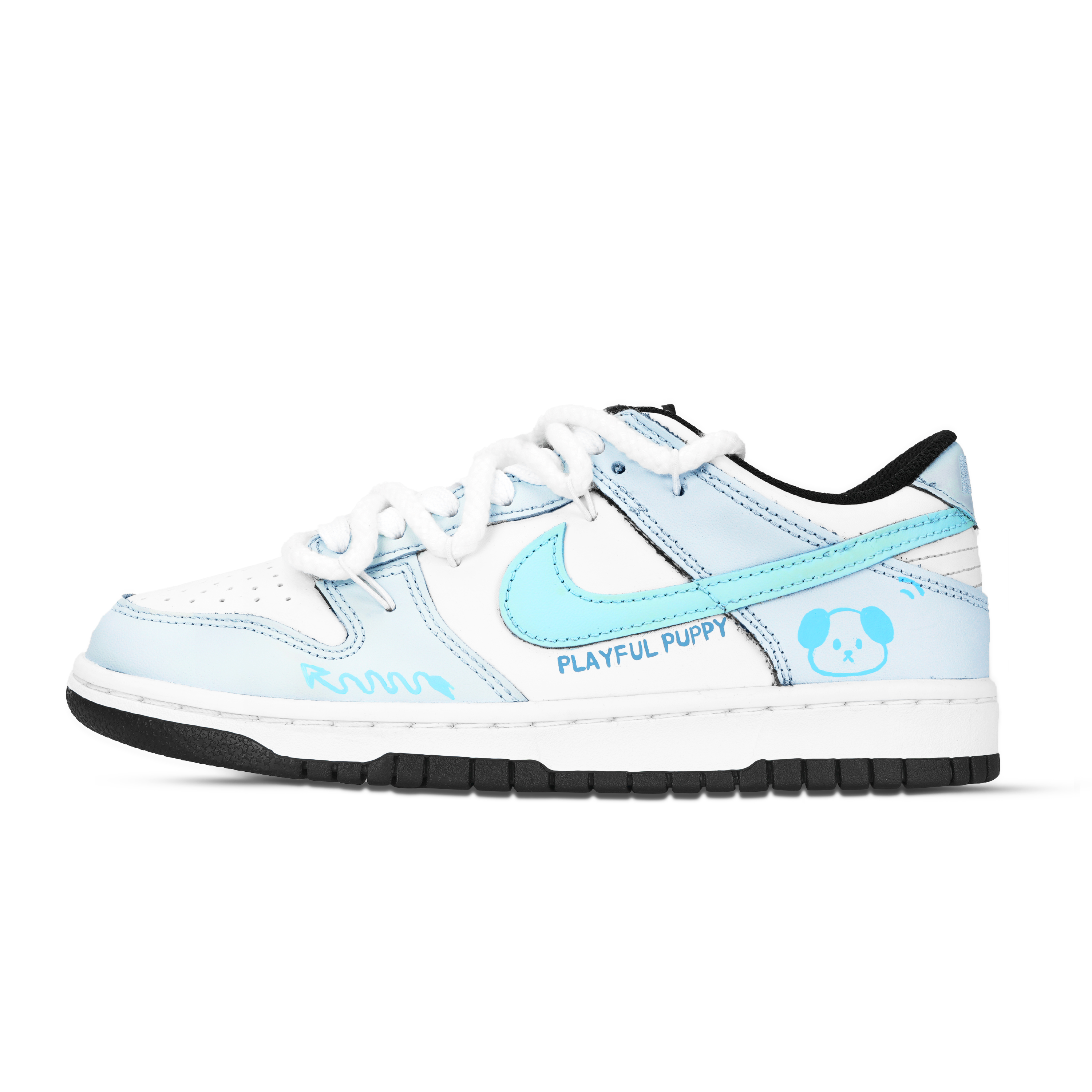 Nike Dunk Naughty Puppy Abrasion Resistant Low top Skateboard Shoes Unisex Blue White