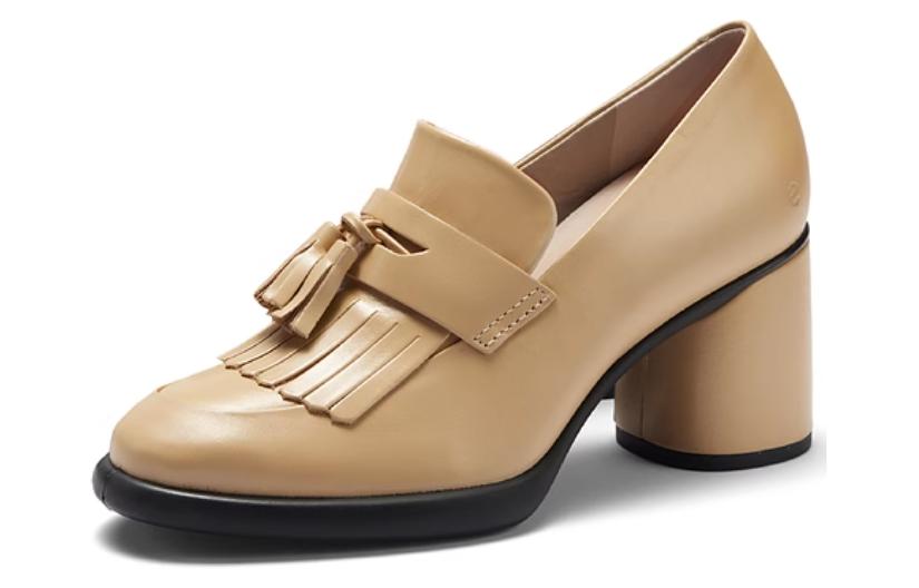 Ecco Chunky Heel High Heels 8cm Women's Beige Yellow