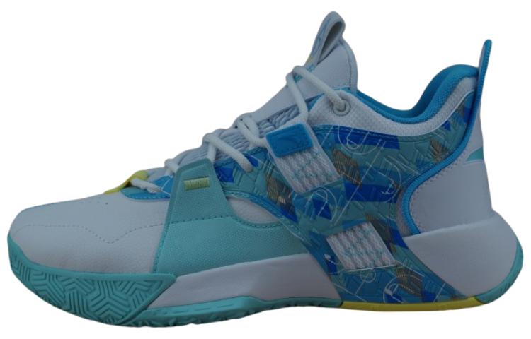 Anta Thompson KT Basketball Anti Slip Wear Resistant Mid Top Basketball Shoes Men's White Blue