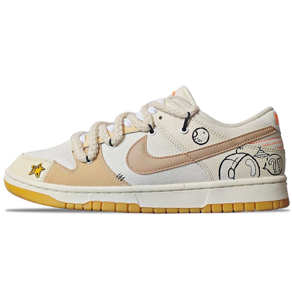 Nike Dunk Space Bunny Cushioning, Wear Resistant Low Top Skateboard Shoes Unisex Yellow White