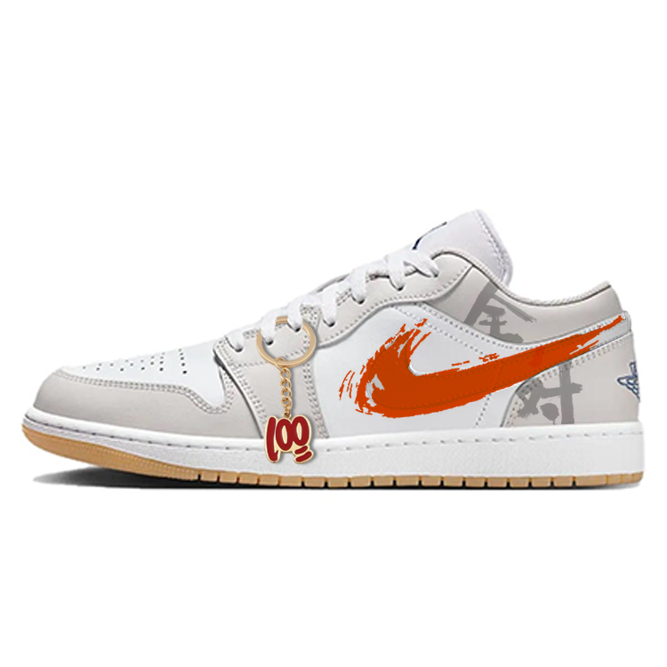 Jordan Air Jordan 1 Cushioning, Wear Resistant Low Top Vintage Basketball Shoes Unisex White