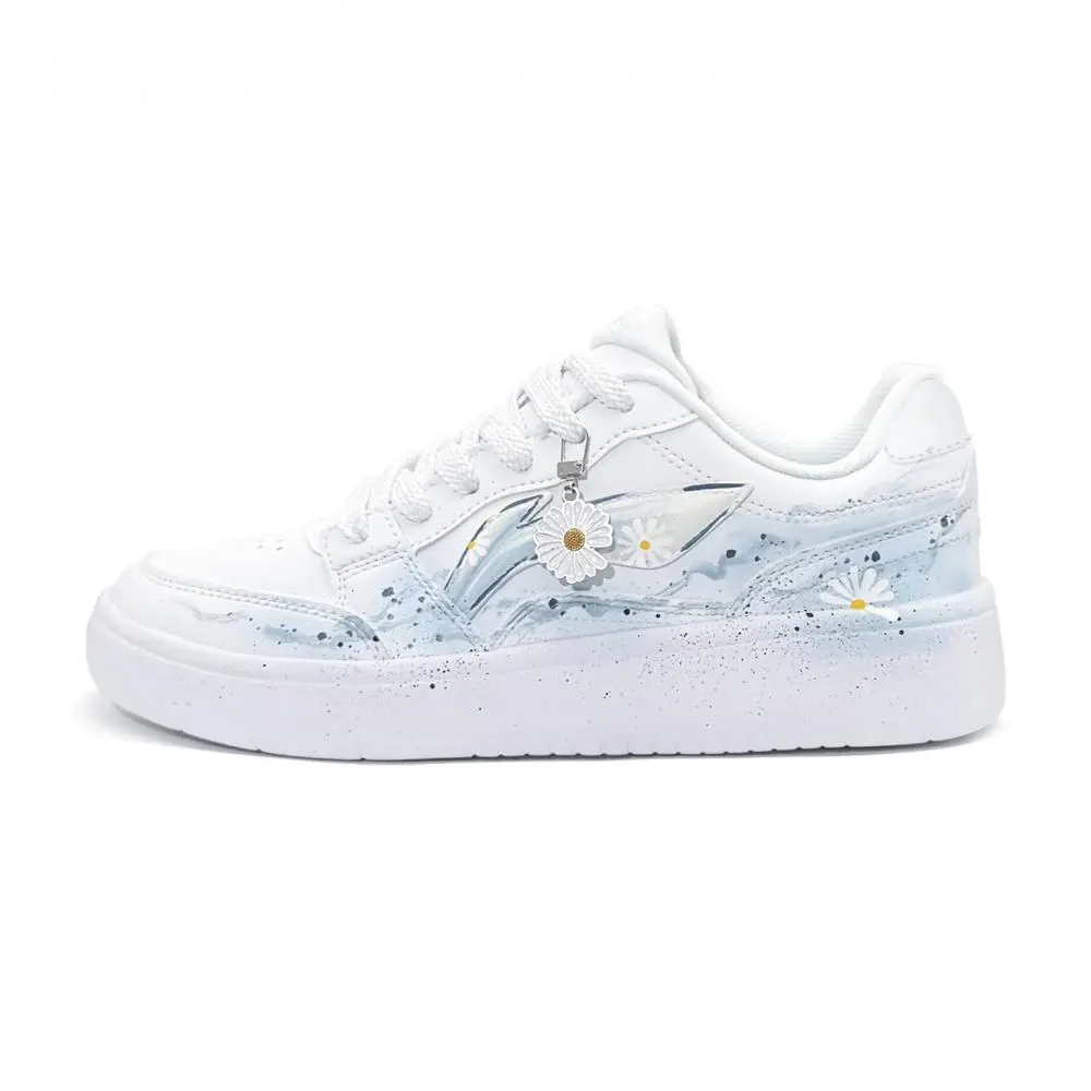 LiNing Acer Truncatum Abrasion Resistant Height Increasing Low top Skateboard Shoes Men's White Blue