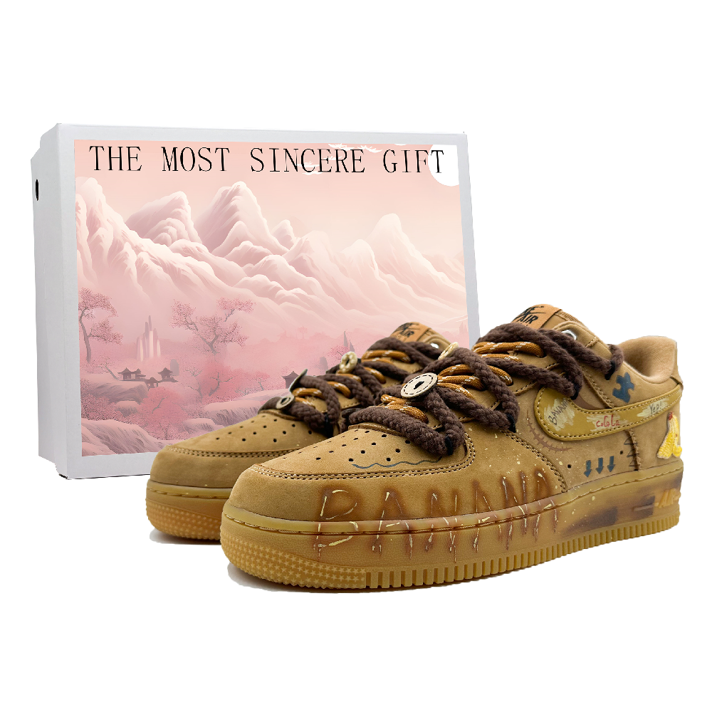 Nike Air Force 1 Slip Resistant, Abrasion Resistant, Lightweight Low Top Skateboard Shoes Unisex Wheat