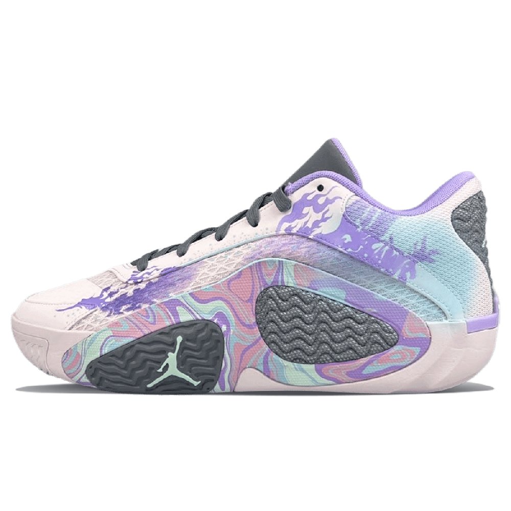 Jordan Tatum 2 Anti-Slip Wear-Resistant Low-Top Basketball Shoes Men's Beige Purple