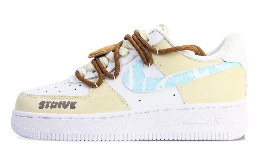 Nike Air Force 1 Anti Slip Wear Resistant Low Top Skateboard Shoes Unisex White Yellow