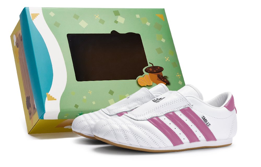 Adidas Originals Taekwondo Slip Resistant And Abrasion Resistant Coverage Low Top Training Shoes Unisex White Rose Red