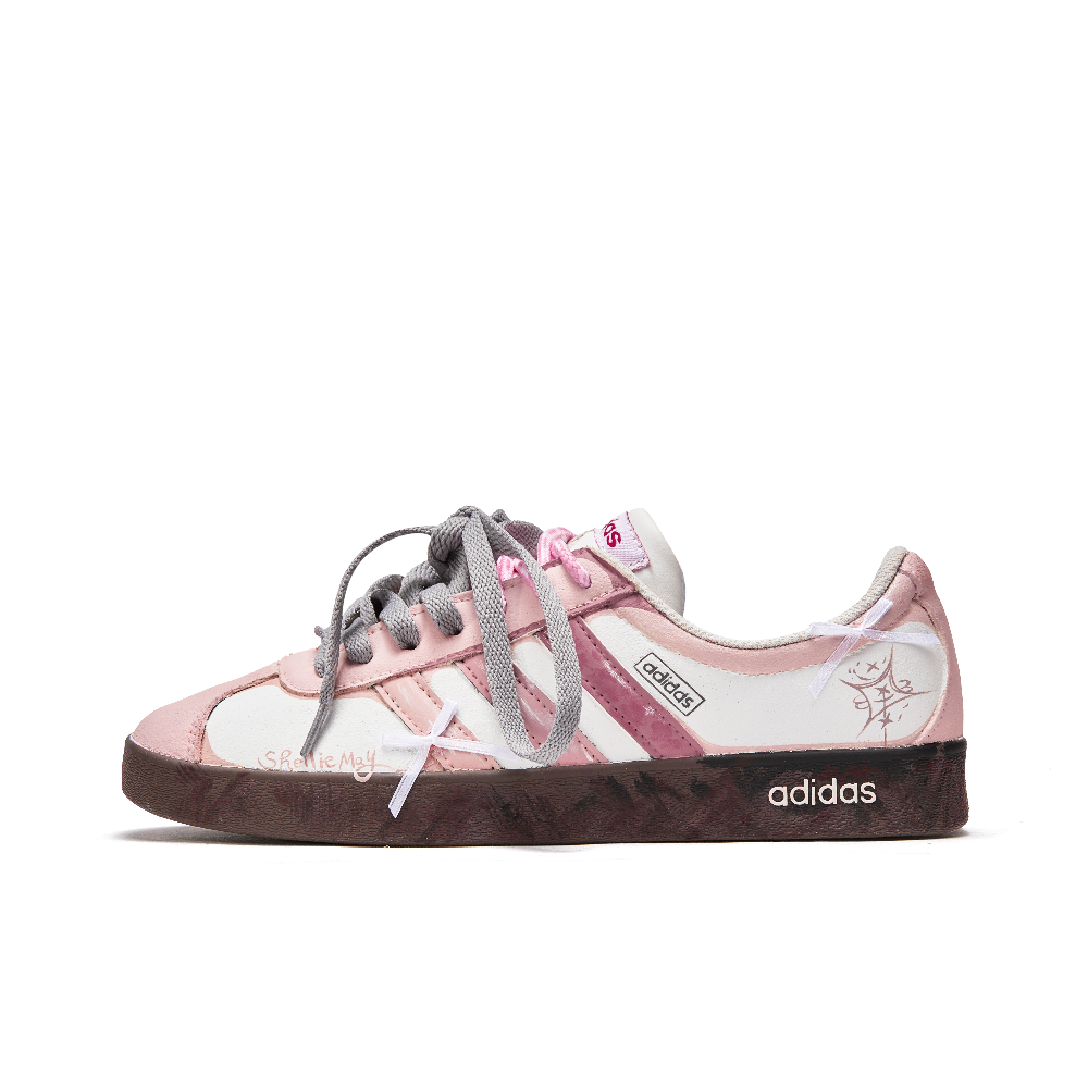 Adidas Neo VL Court 2.0 Box Stars Girlish Slip-Resistant Breathable Low-Top Skateboard Shoes Unisex Pink White