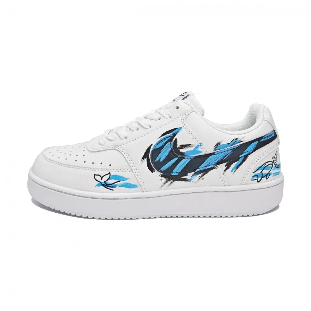 Nike Court Vision 1 Dolphin Bay Cushioning, Wear Resistant Low top Skateboard Shoes Unisex Blue Black White