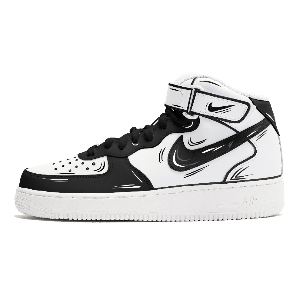 Nike Air Force 1 Coverage Anti-Slip And Wear-Resistant Mid-Top Skateboard Shoes Men's White Black