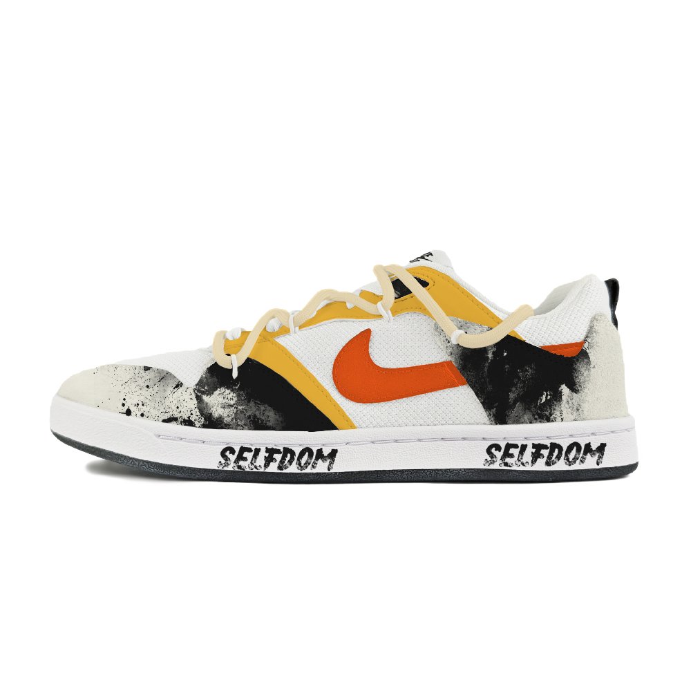 Nike SB Alleyoop Abrasion Resistant Low Top Skateboard Shoes Men's White Orange Green