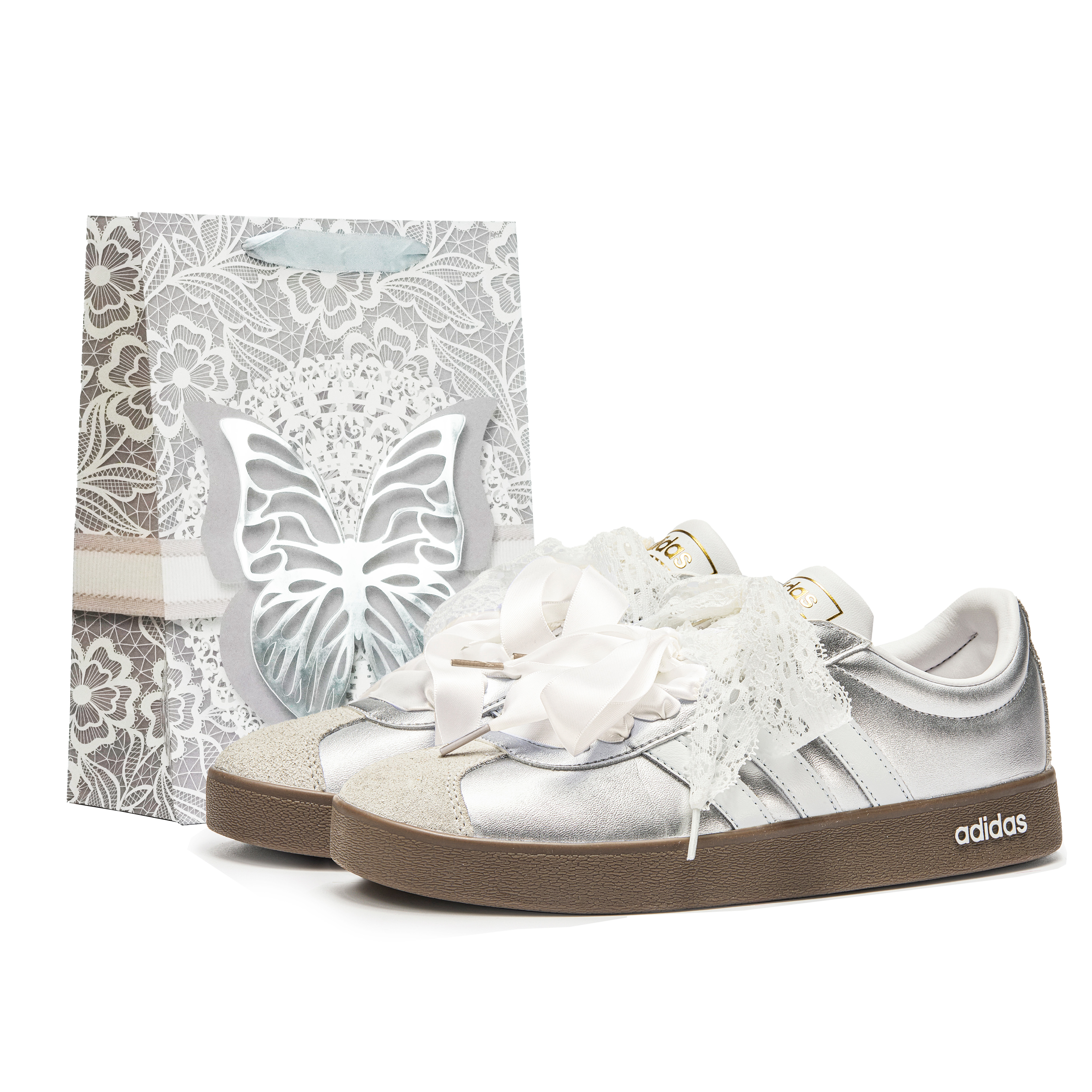Adidas Neo VL Court 2.0 Bridge Pin Huayan Slip Resistant Low Top Skateboard Shoes Unisex Silver White купить в интернет-магазине Yoocart с быстрой доставкой по России.