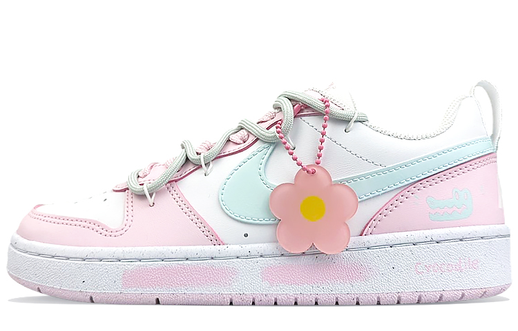 Nike Court Borough Anti-Slip Wear-Resistant Low-Top Skateboard Shoes GS Pink White