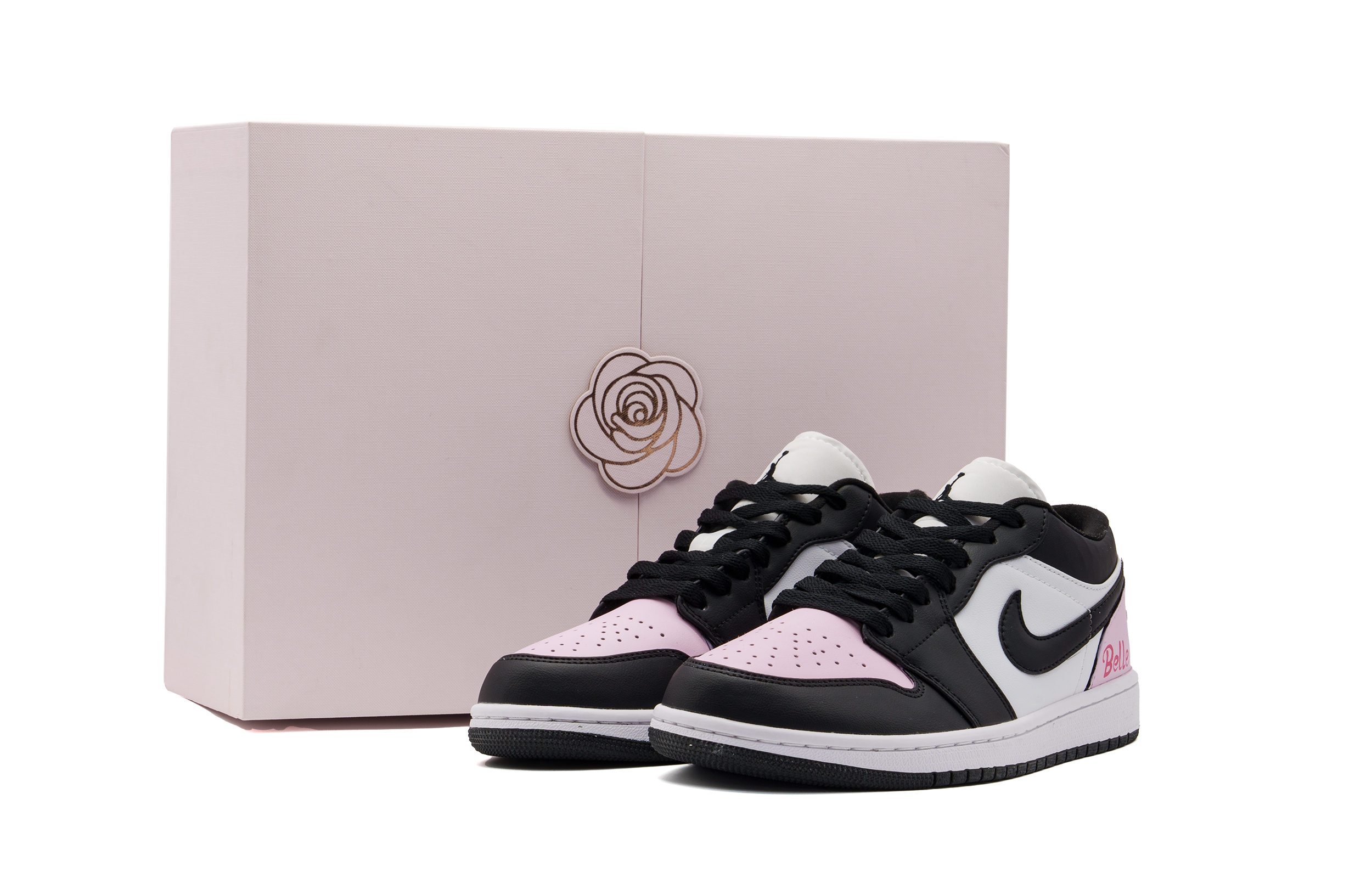 Jordan Air Jordan 1 Abrasion Resistant Low top Vintage Basketball Shoes Women's Black Pink