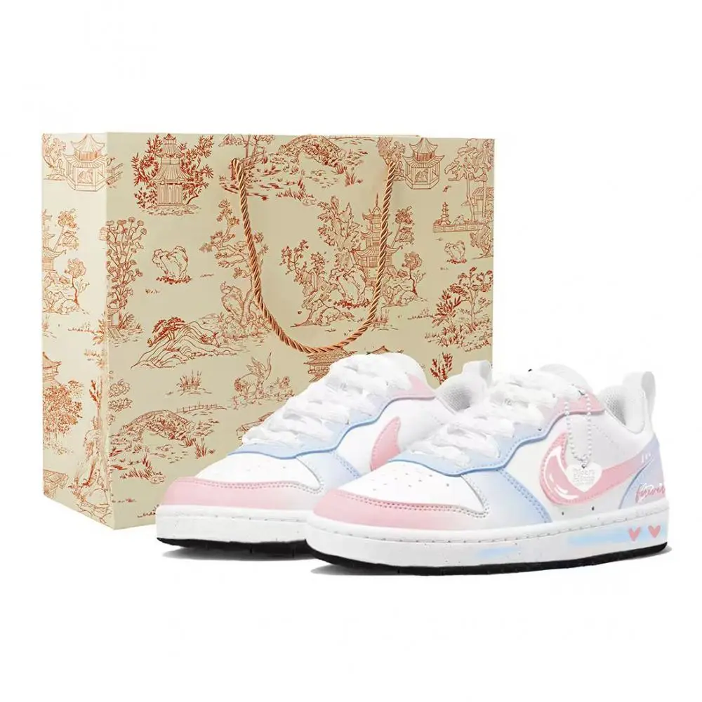 Nike Court Borough Abrasion Resistant Low top Skateboard Shoes Unisex Blue Pink