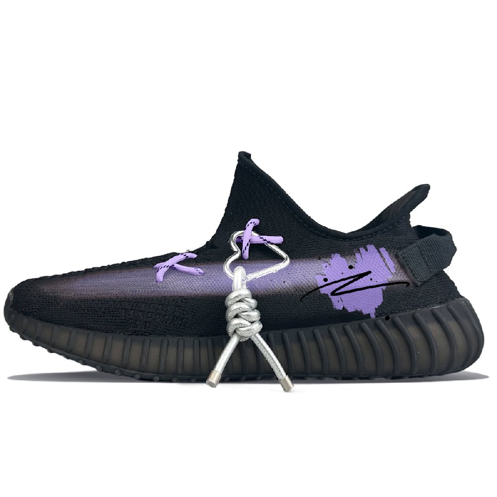 Adidas Originals Yeezy Boost 350 V2 Anti-Slip Wear-Resistant Low-Top Casual Shoes Unisex Black Purple