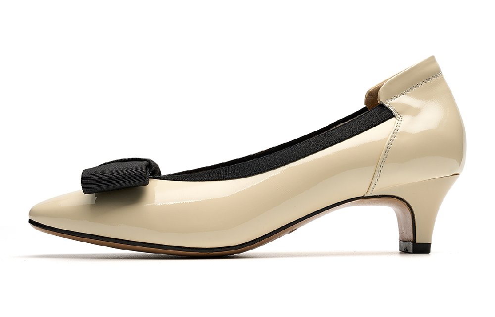 EBLAN Chunky Heel High Heels Women's Beige