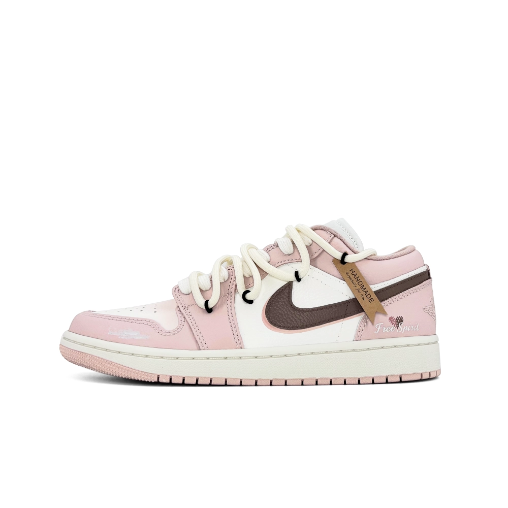 Jordan Air Jordan 1 Abrasion Resistant Low Top Skateboard Shoes Women's Pink Brown