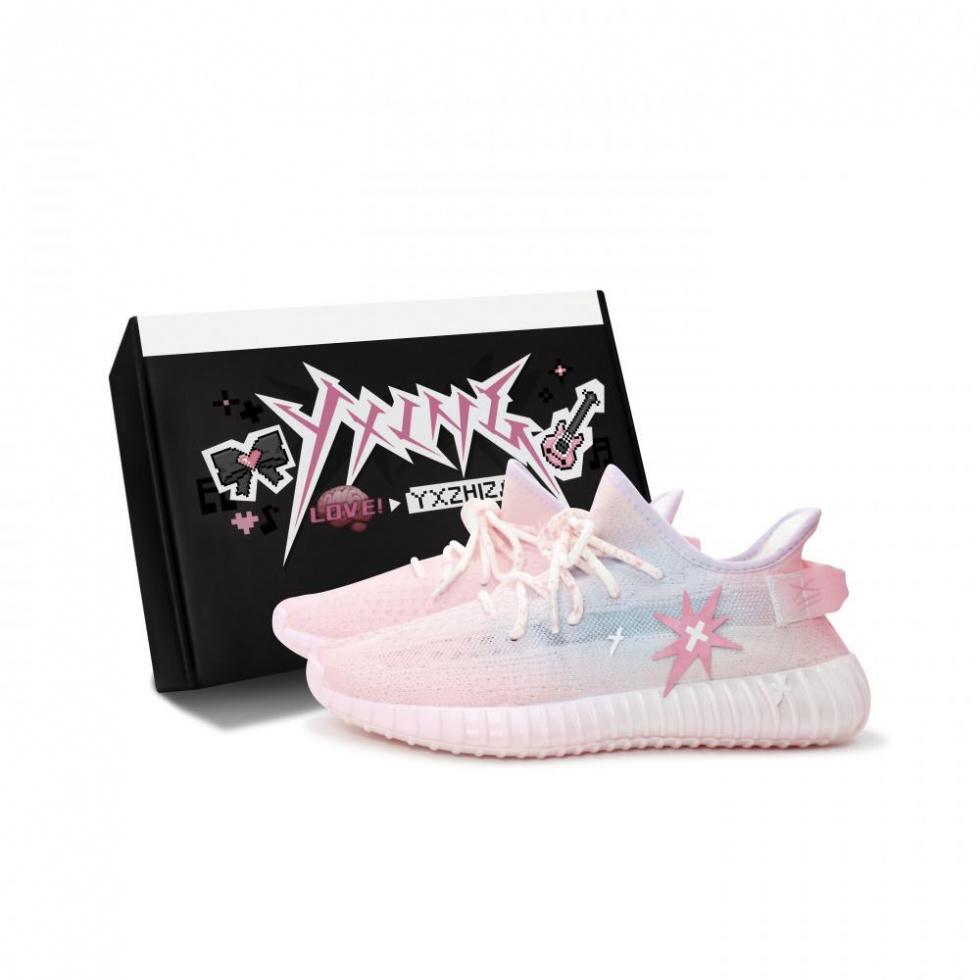 Adidas Originals Yeezy Boost 350 V2 Casual Shoes Unisex Low-Top Pink Blue