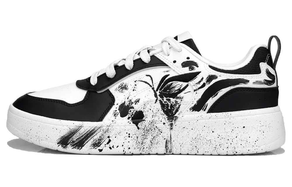 LiNing Spike Years Slip Resistant And Abrasion Resistant Coverage Low Top Skateboard Shoes Men's Black White