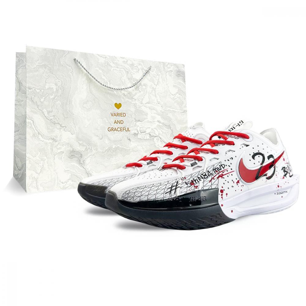 Nike Air Zoom G.T. Cut 3 Durable Breathable Moisture-Wicking Low-Top Basketball Shoes Unisex Red Black White