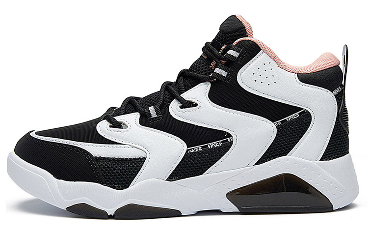 361° Cushioning Wear-Resistant Mid-Top Vintage Basketball Shoes Women's Black White