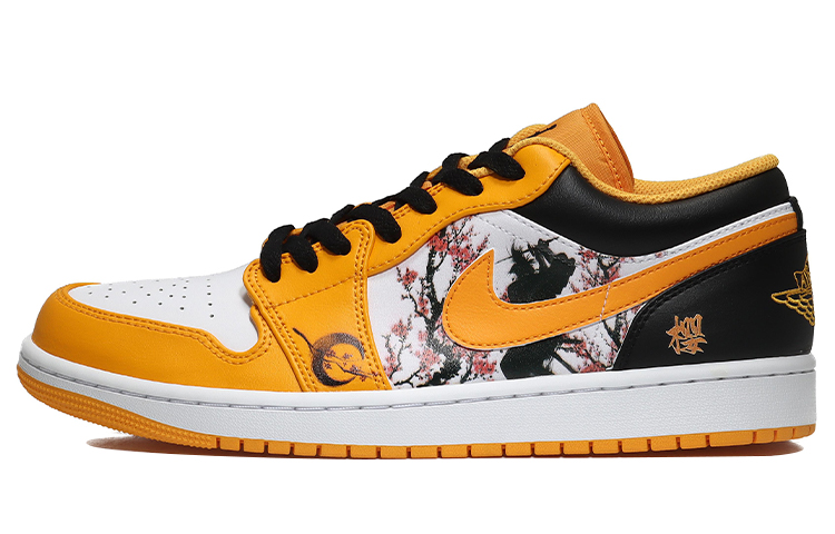 Jordan Air Jordan 1 Low Low-Top Vintage Basketball Shoes Men's Black White Yellow