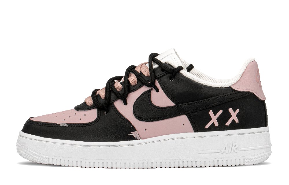 Nike Air Force 1 Low Top Skateboard Shoes Women's Black Pink