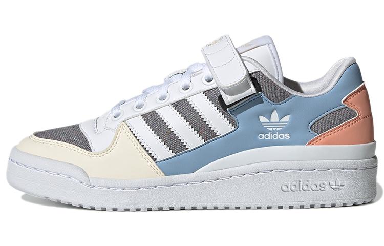 Adidas Originals Forum Low Wear resistant Non Slip Casual Skateboarding Shoes White Blue Gray Women's