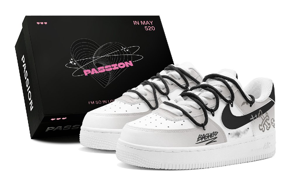 Nike Air Force 1 Anti-Slip Wear-Resistant Low-Top Skateboard Shoes Men's Black Gray