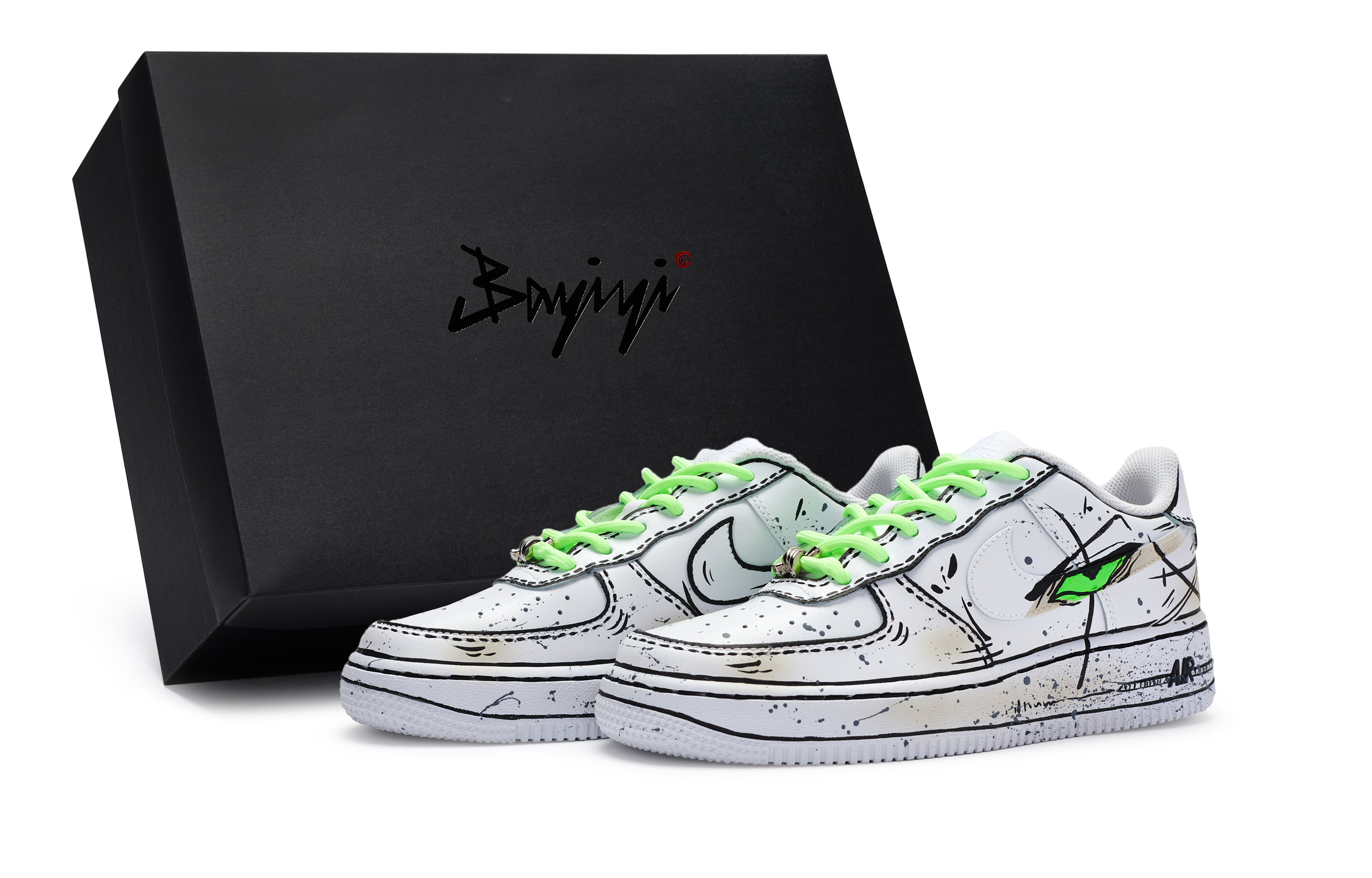 Nike Air Force 1 Skateboard Shoes Men's Low top Black/Green