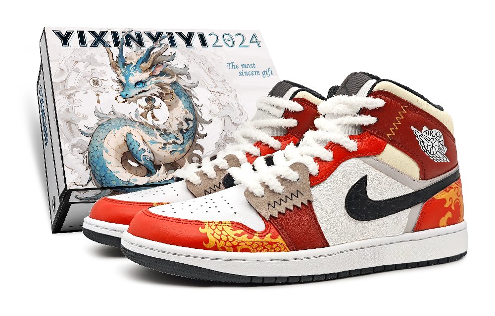 Jordan Air Jordan 1 Mid Top Vintage Basketball Shoes Women's China Red