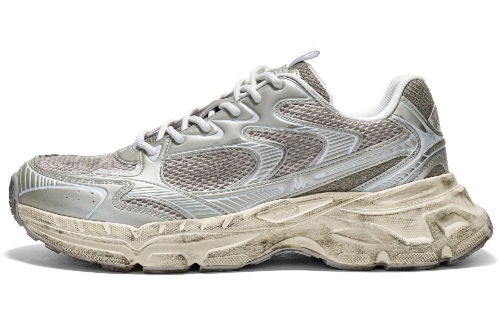 Kappa Hydrogen Track Anti Slip Wear Resistant Low Top Chunky Sneakers Unisex Warm And Soft Gray