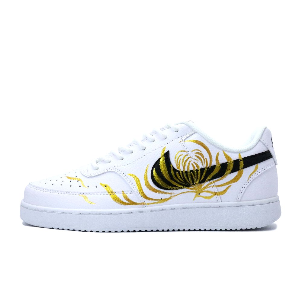 Nike Court Vision 1 Daisy Halo Lightweight And Wear-resistant Low-Top Skateboard Shoes Men's Black White Gold