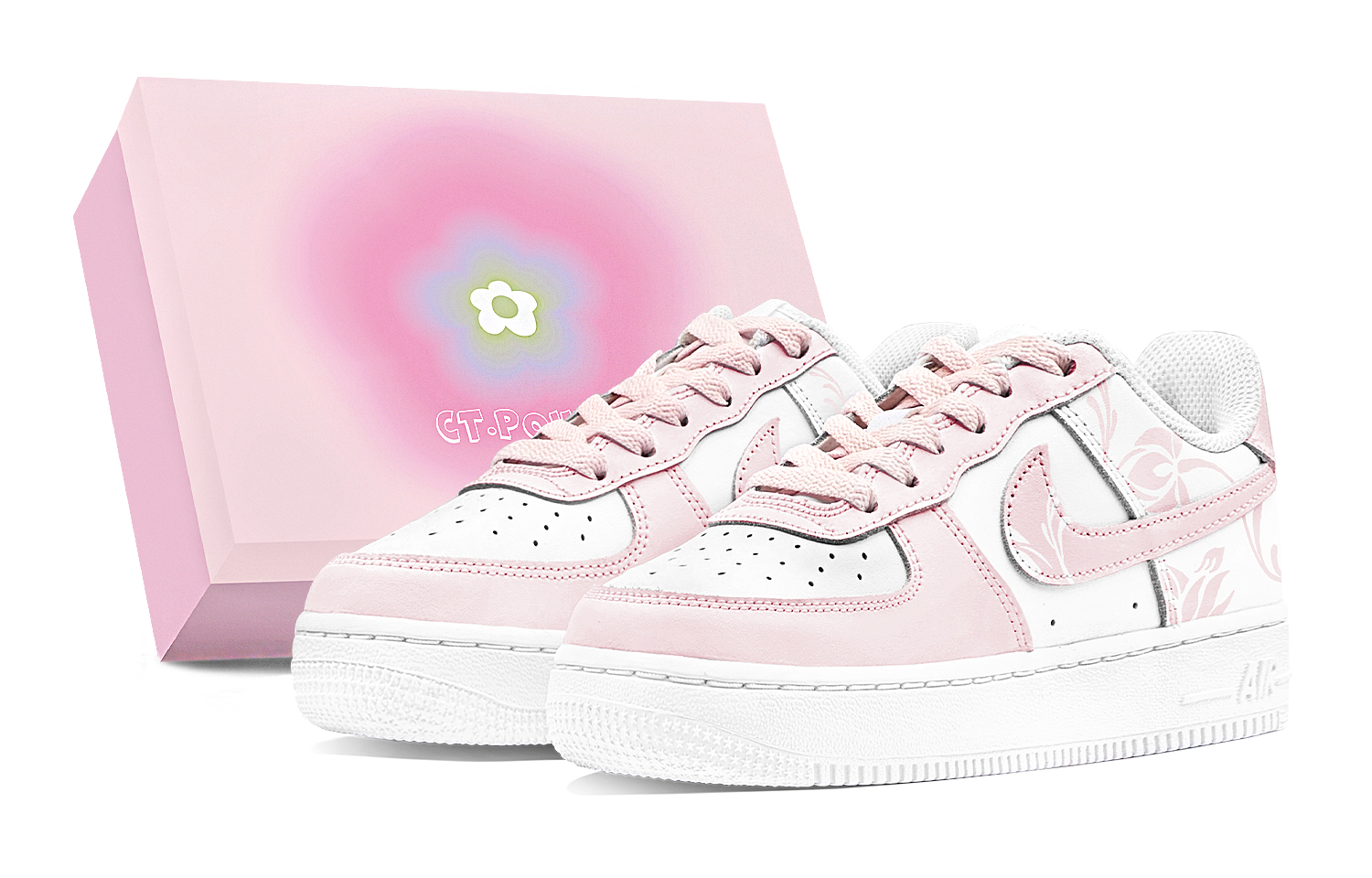 Nike Air Force 1 Air Force 1, Couple's Abrasion Resistant Low top Skateboard Shoes Women's White Pink